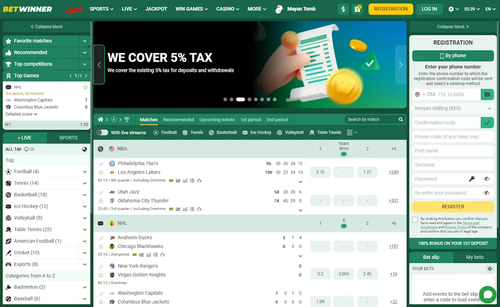 Betwinner Casino and Sportsbook Screenshot